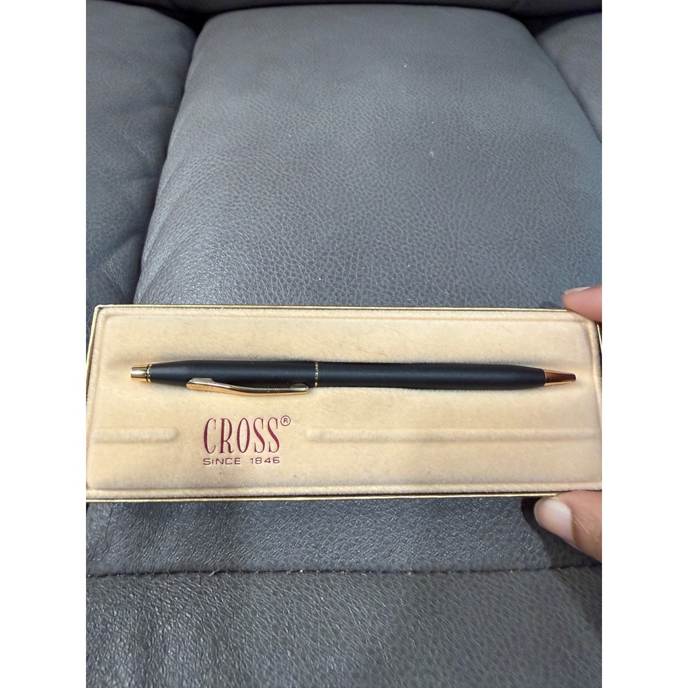 Cross Classic Century Ballpoint Pen Matte Black Gold Trim with Original Box